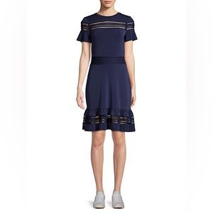 Michael Kors Mesh Roundneck Navy Dress